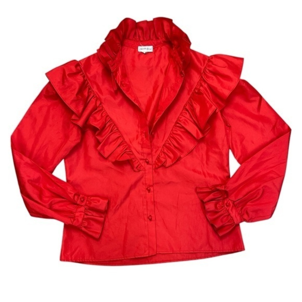 Saks Fifth Avenue Vibrant Red Ruffle Blouse
